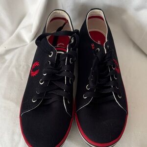 Fred Perry Black and Red Sneakers